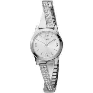 Timex Main Street Quartz Silver Dial Ladies Semi-Bangle With Crystals Watch TW2V69600