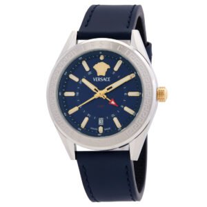 Versace V-Code GMT Quartz Blue Dial Men's Watch VEAFA0124