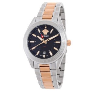 Versace V-Code GMT Quartz Black Dial Men's Watch VEAFA0624
