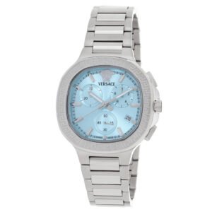 Versace V-Chrono Square Chronograph Quartz Turquoise Dial Watch VEVCA0324