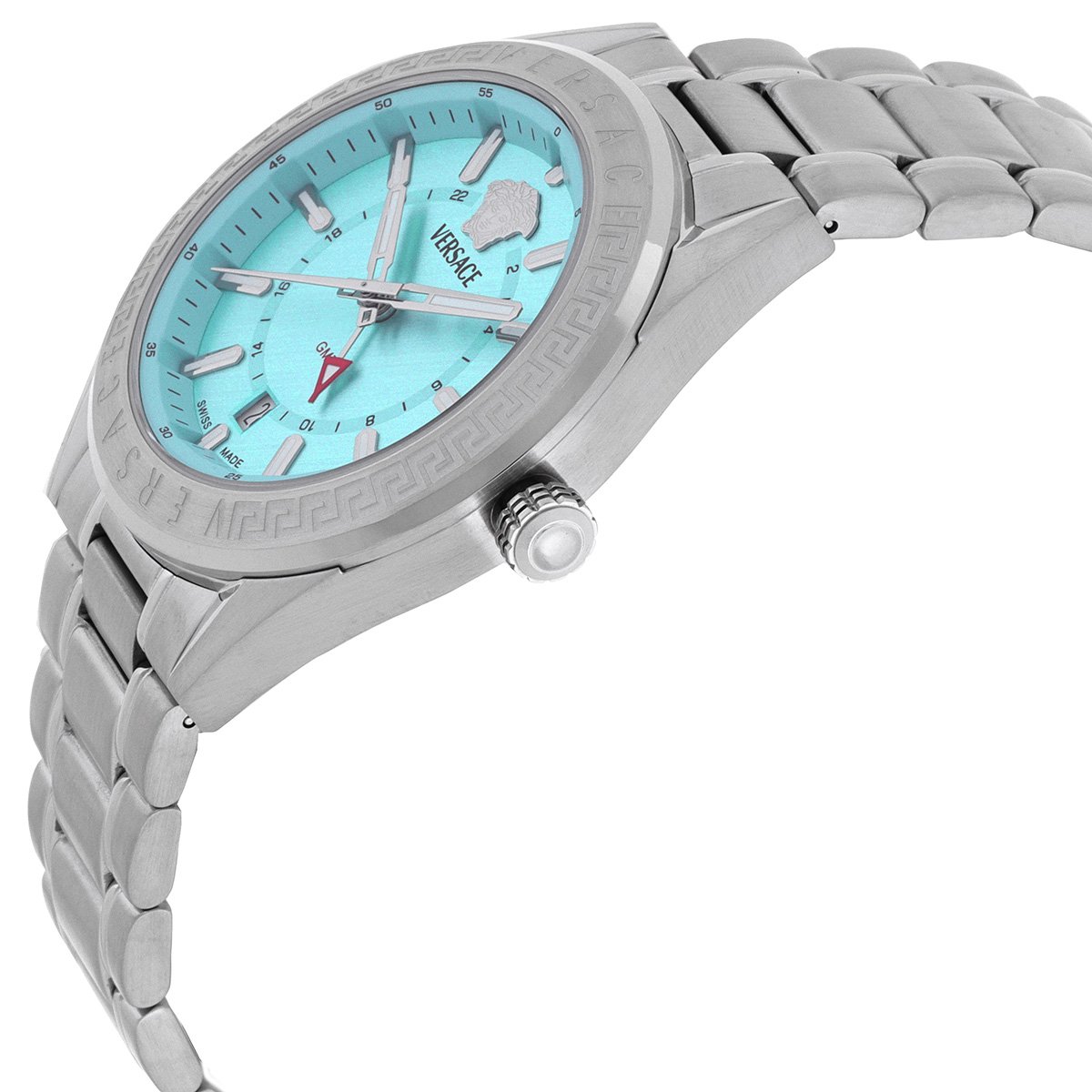 VERSACE V-Code GMT Quartz Turquoise Dial Men's Watch VEAFA0324