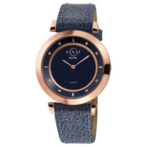 GV2 by Gevril Lombardy Quartz Diamond Blue Dial Ladies Watch 14403