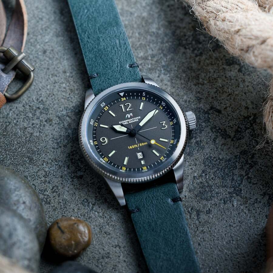 Dominatore Del Mare Aviatore Quartz Green Dial Men's Watch DD-8021-07 - Image 3