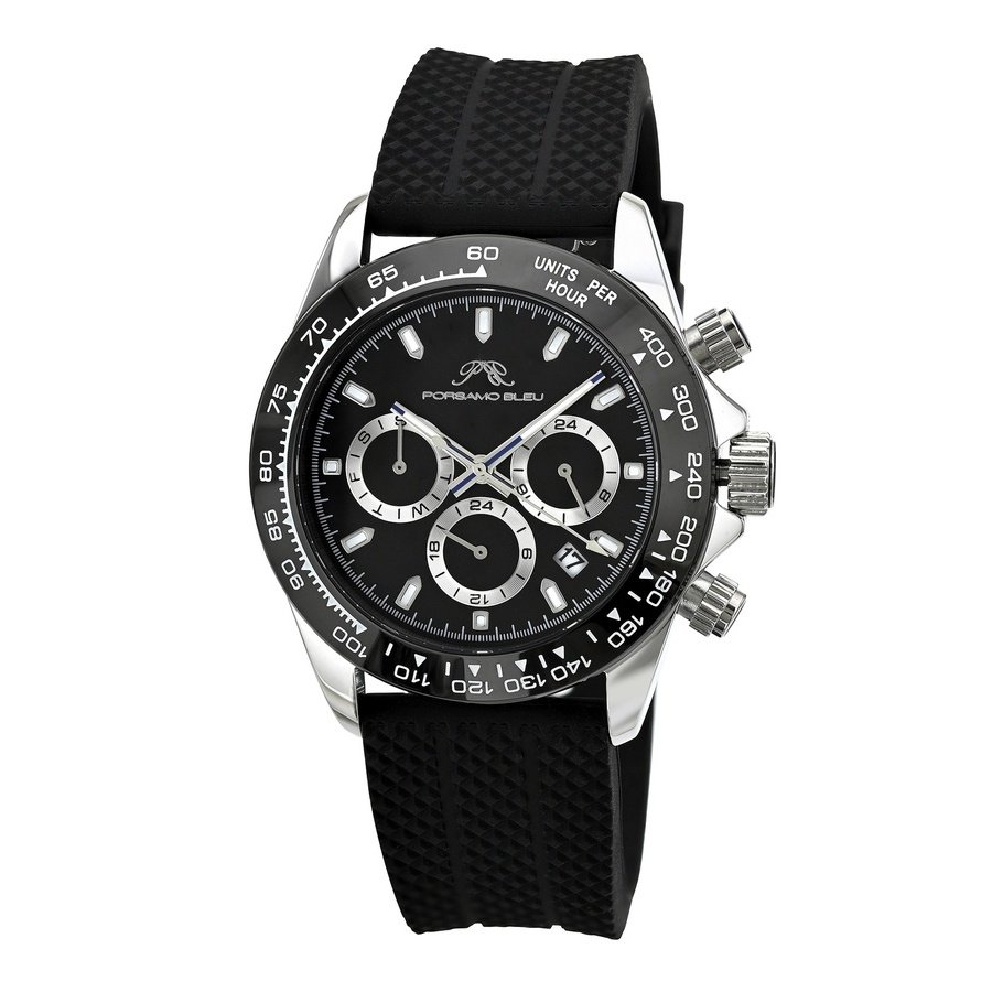 Porsamo Bleu Preston Sport Chronograph Quartz Black Dial Men's Watch 1037BPRR