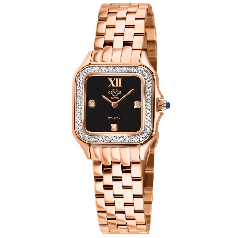 GV2 by Gevril Milan Quartz Diamond Black Dial Ladies Watch 121414B