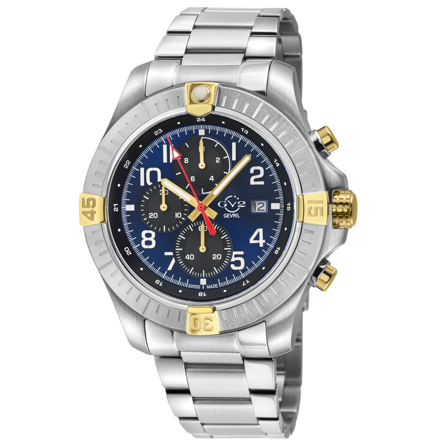GV2 by Gevril T38 Chronograph Quartz Blue Dial Men's Watch 42808B