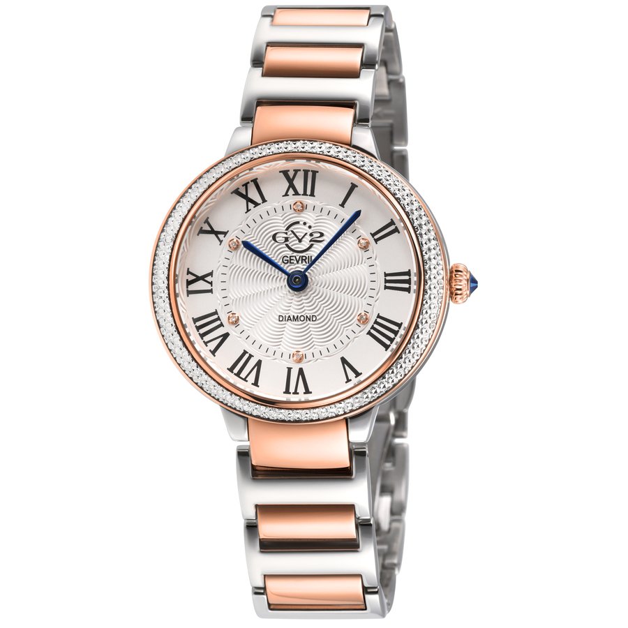 GV2 by Gevril Rome Brillante Quartz White Dial Ladies Watch 122104B