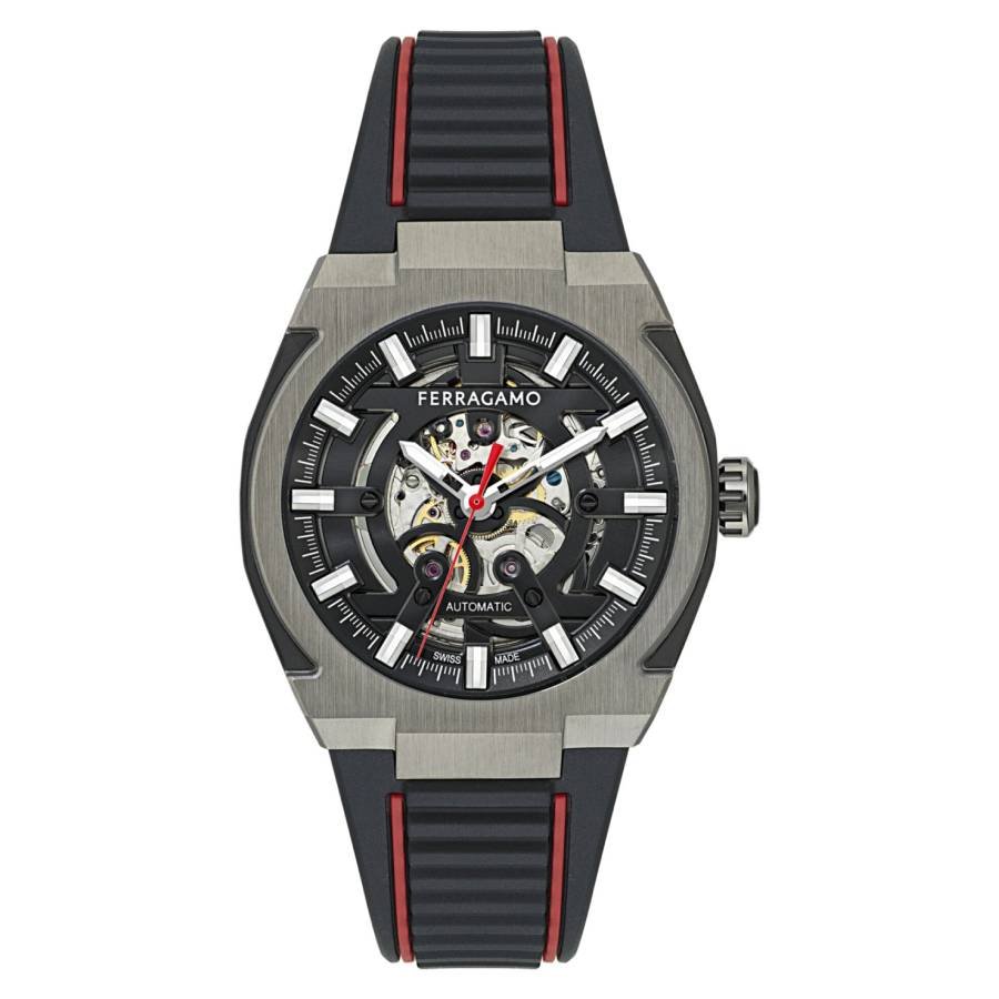 Ferragamo Supreme Skeleton Automatic Black Dial Men's Watch SFTA00124
