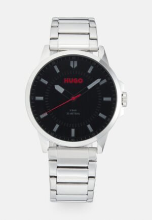 HUGO FIRST Watch silver coloured/black