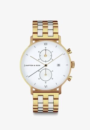 Kapten & Son CHRONO Chronograph watch silver coloured and gold coloured white